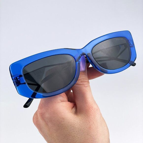 Prada PR14YS 18M5S0 Sunglasses Crystal Electric Blue Grey Rectangle Women - Picture 4 of 12